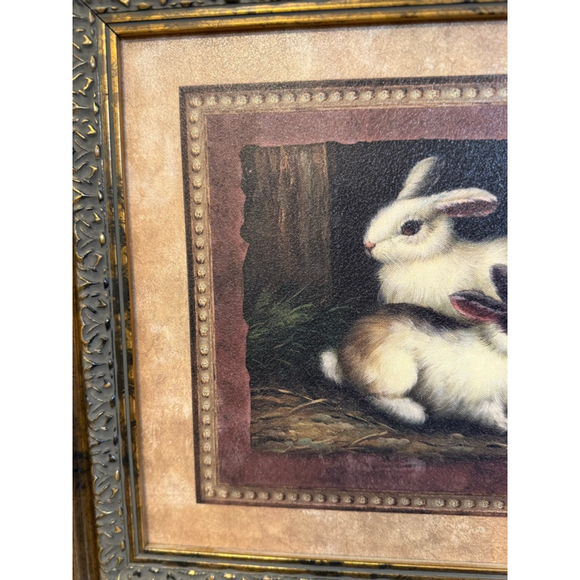 Framed Numbered Print of French Country Bunnies approx 16x14 inches - Picture 12 of 12